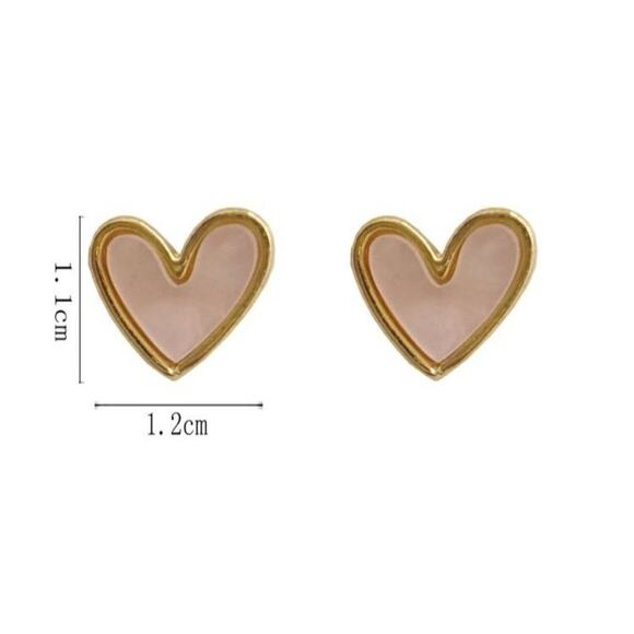 NEW Delicate Dainty Pink Sweet Heart Shaped Precious Gold Stud Earrings A0113 - Picture 11 of 14